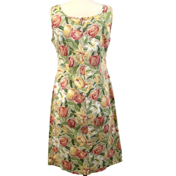 VTG Laura Ashley Womens US8 Floral Dress Spring Tulips 90s Preppy Coastal Brunch - Picture 3 of 9